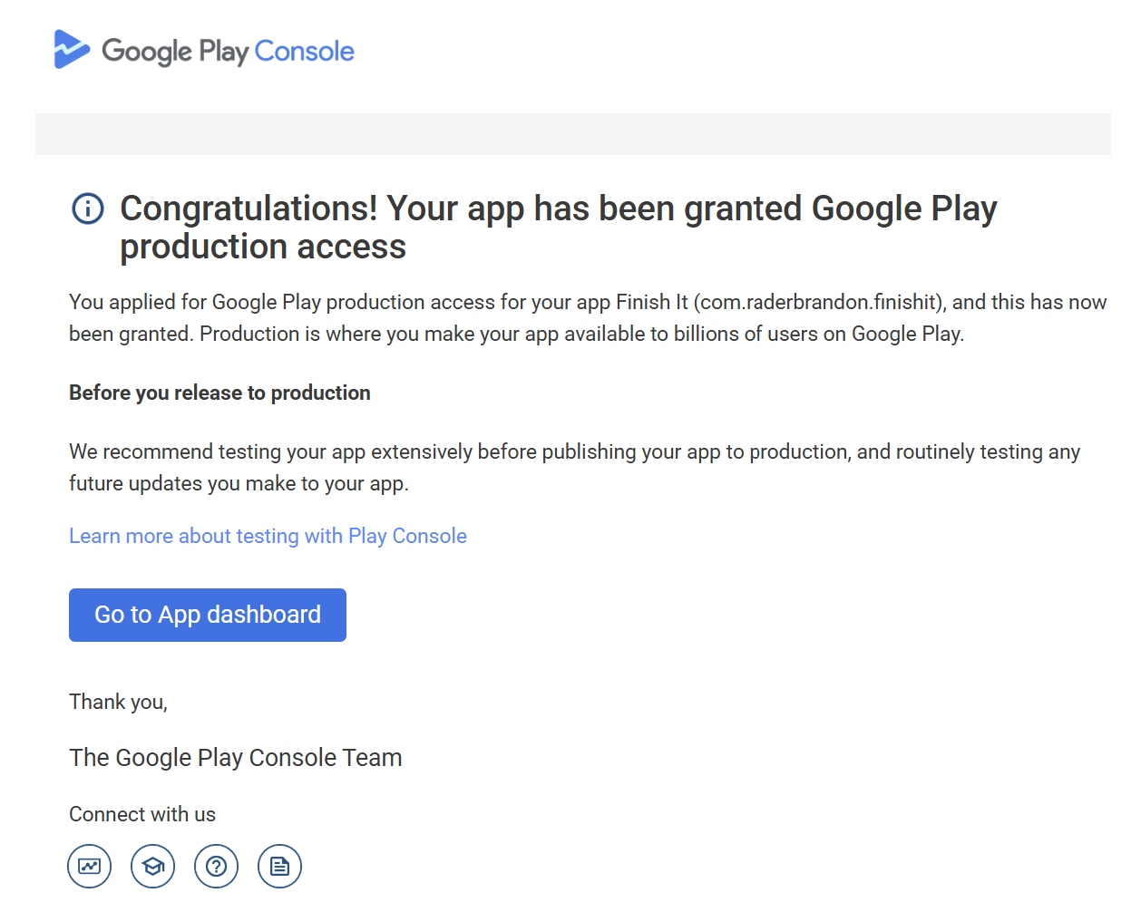 Google Play Production Access Granted